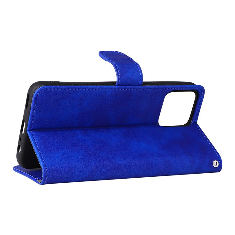 For Honor X8 4G Skin-Touch Feeling Wallet Phone Case Flip Folio PU Leather Folding Stand Cover - Blue