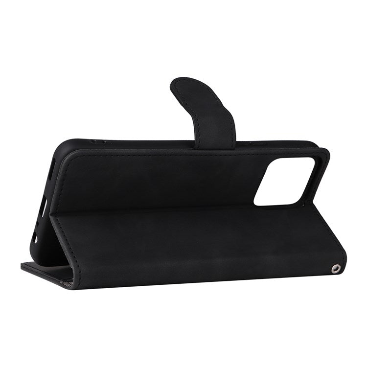 For Honor X8 4G Skin-Touch Feeling Wallet Phone Case Flip Folio PU Leather Folding Stand Cover - Black