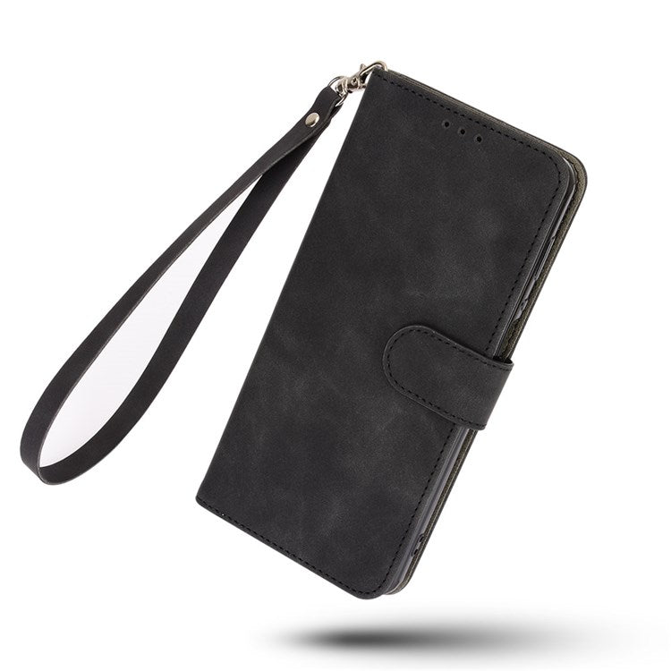For Honor X8 4G Skin-Touch Feeling Wallet Phone Case Flip Folio PU Leather Folding Stand Cover - Black