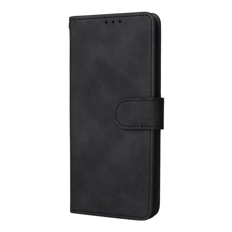 For Honor X8 4G Skin-Touch Feeling Wallet Phone Case Flip Folio PU Leather Folding Stand Cover - Black