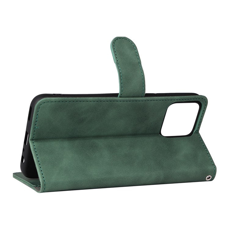 For Honor X8 4G Skin-Touch Feeling Wallet Phone Case Flip Folio PU Leather Folding Stand Cover - Green