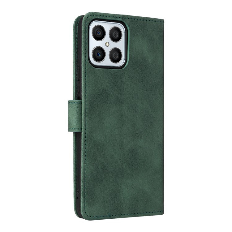 For Honor X8 4G Skin-Touch Feeling Wallet Phone Case Flip Folio PU Leather Folding Stand Cover - Green