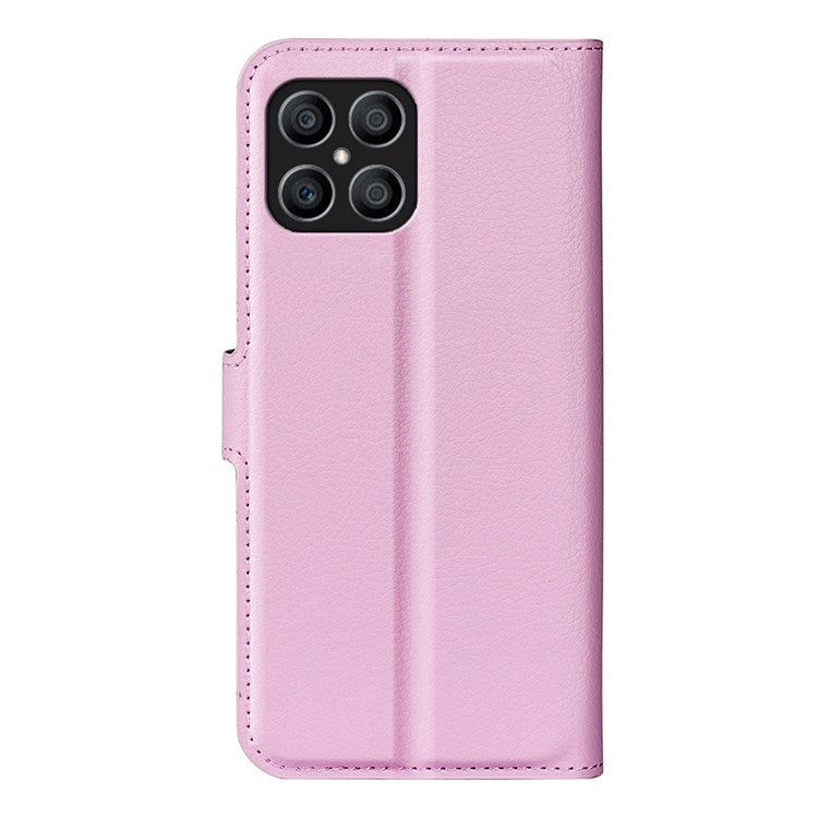 For Honor X8 4G Litchi Texture PU Leather Wallet Mobile Phone Case Stand Function Drop-proof Phone Cover - Pink