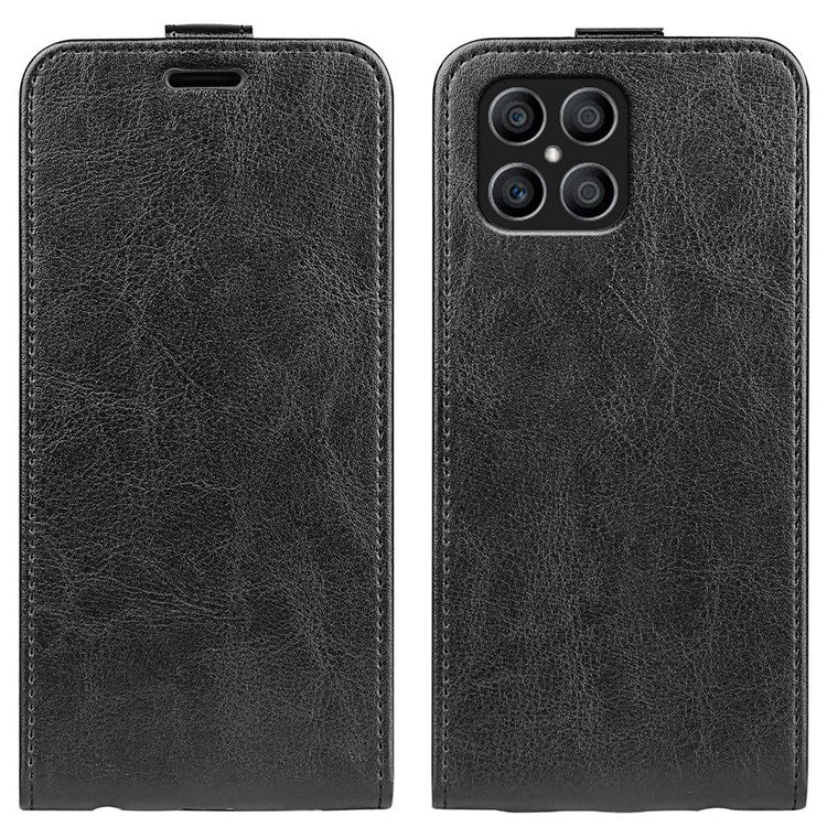 For Honor X8 4G Crazy Horse Texture Vertical Flip PU Leather Case Mobile Phone Shell with Card Holder - Black