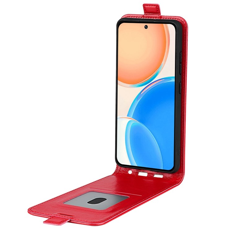 For Honor X8 4G Crazy Horse Texture Vertical Flip PU Leather Case Mobile Phone Shell with Card Holder - Red