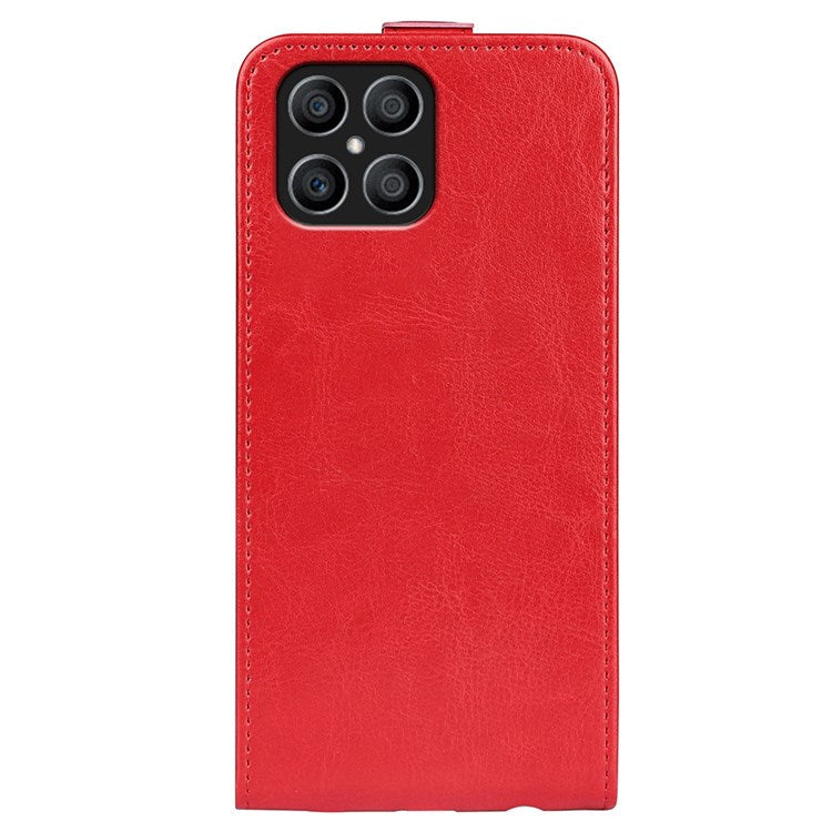 For Honor X8 4G Crazy Horse Texture Vertical Flip PU Leather Case Mobile Phone Shell with Card Holder - Red