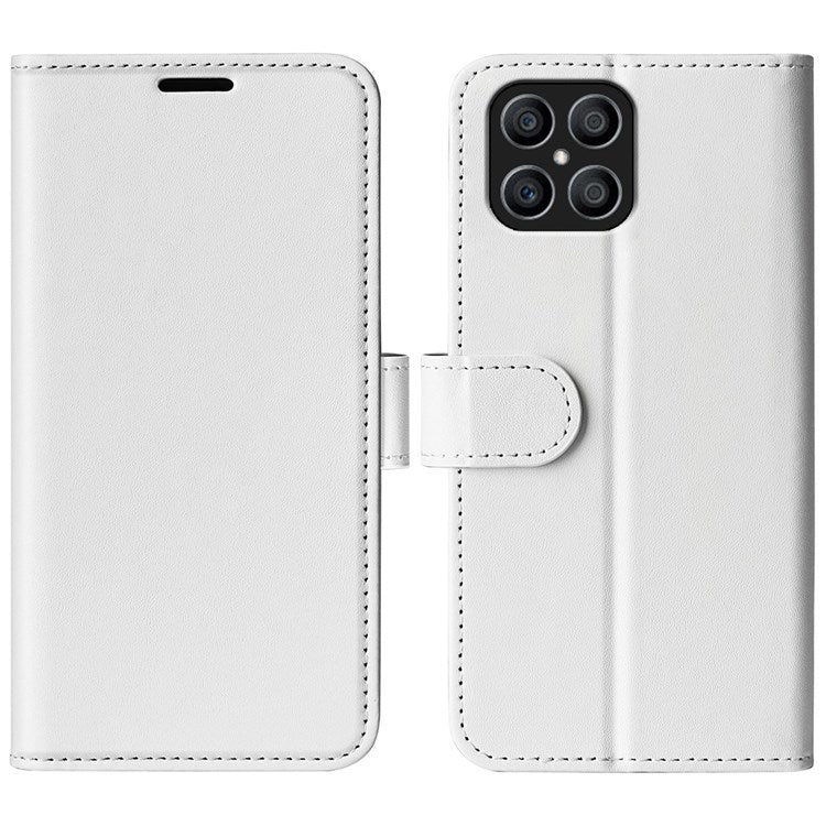 For Honor X8 4G Crazy Horse Texture Cell Phone Cover Folio Flip Leather Wallet Stand Protective Case - White