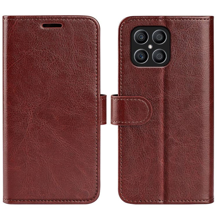 For Honor X8 4G Crazy Horse Texture Cell Phone Cover Folio Flip Leather Wallet Stand Protective Case - Brown