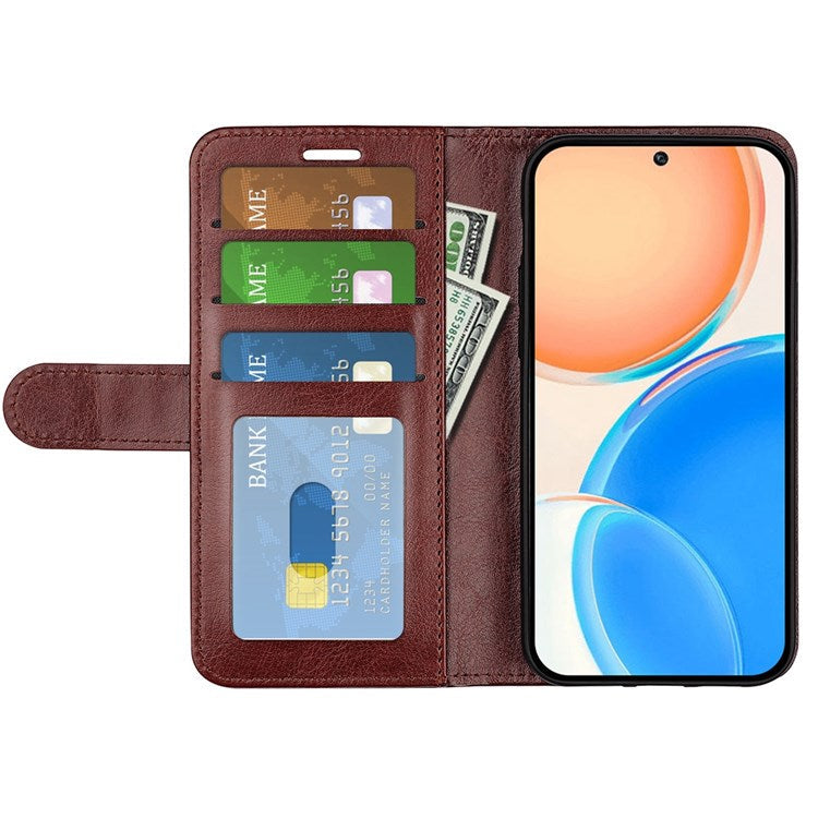 For Honor X8 4G Crazy Horse Texture Cell Phone Cover Folio Flip Leather Wallet Stand Protective Case - Brown