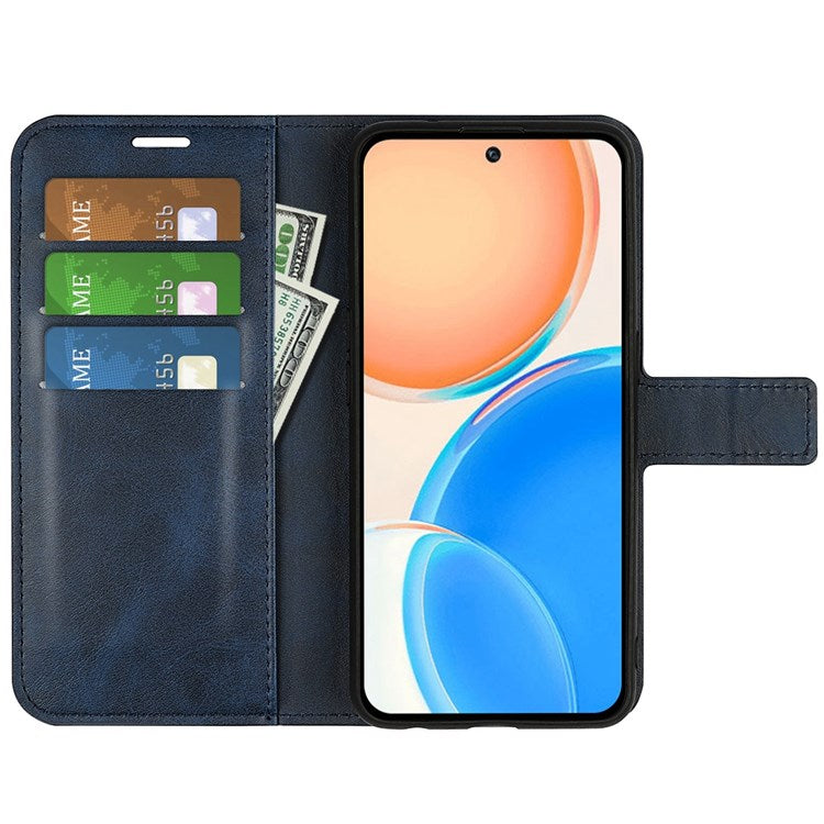 For Honor X8 4G Textured PU Leather Cover Stand Wallet Feature Magnetic Clasp Shockproof Flip Phone Case - Blue