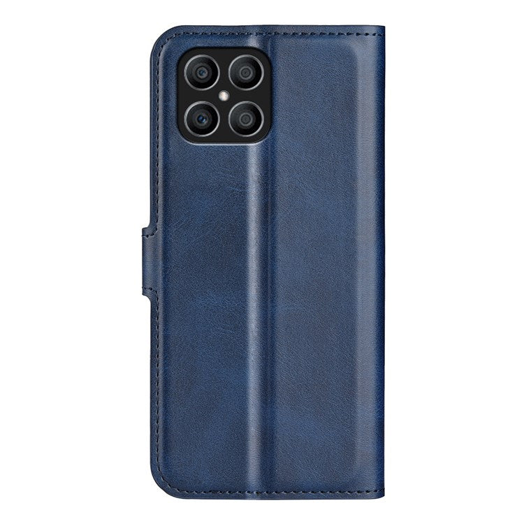 For Honor X8 4G Textured PU Leather Cover Stand Wallet Feature Magnetic Clasp Shockproof Flip Phone Case - Blue