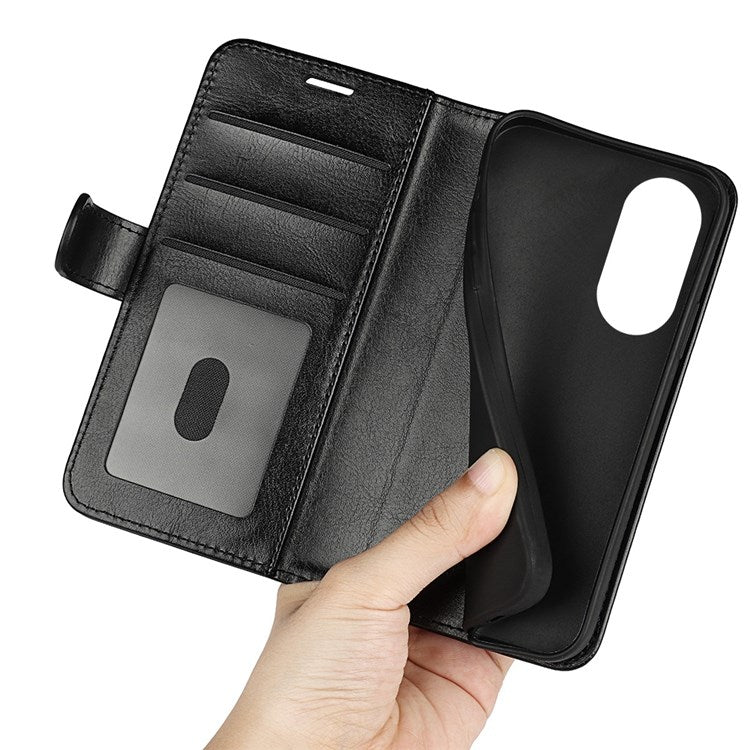 For Honor X7 Crazy Horse Texture Leather Phone Cover Folio Flip Stand Protective Case with Wallet - Black