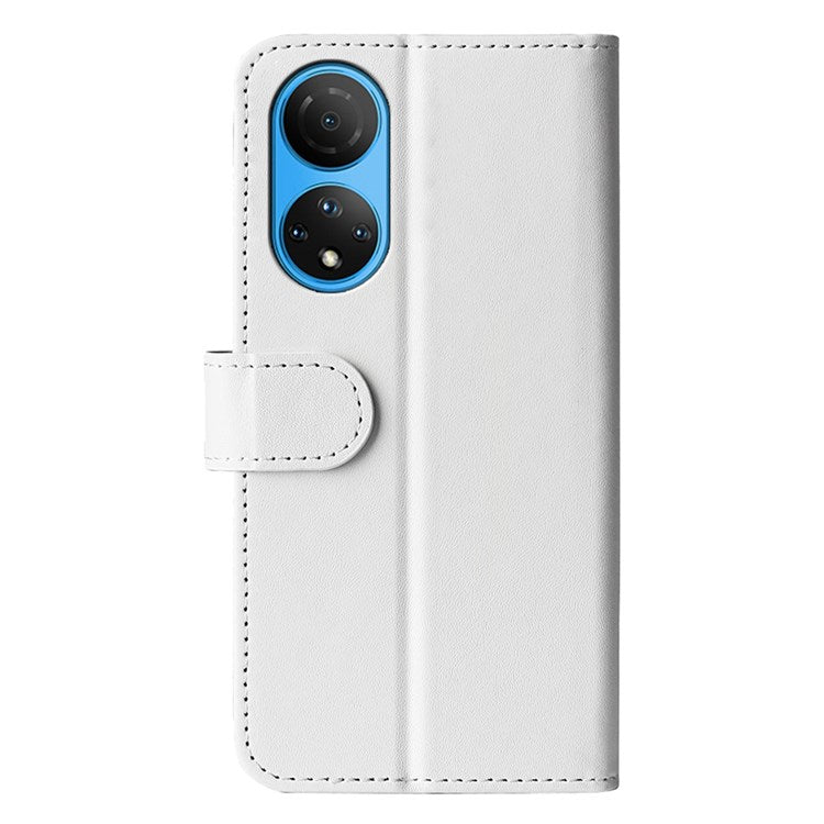 For Honor X7 Crazy Horse Texture Leather Phone Cover Folio Flip Stand Protective Case with Wallet - White