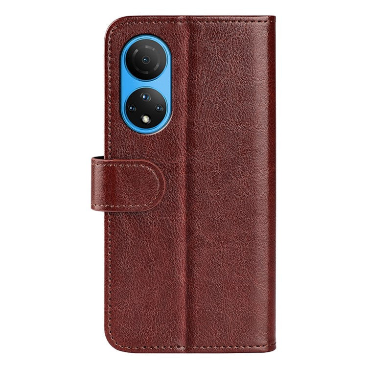For Honor X7 Crazy Horse Texture Leather Phone Cover Folio Flip Stand Protective Case with Wallet - Brown