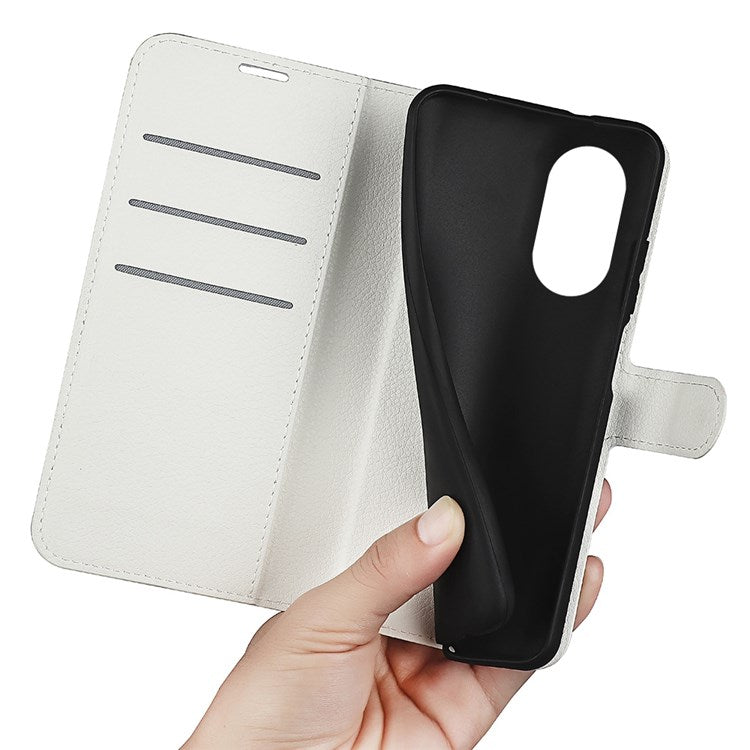 For Honor X7 Litchi Texture PU Leather Phone Full-protection Case Wallet Stand Function Shockproof Cover - White