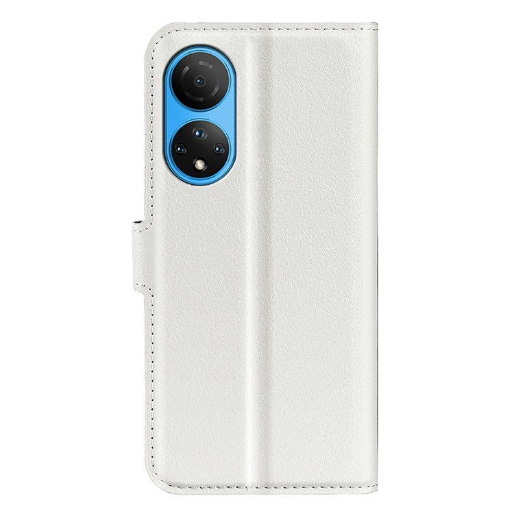 For Honor X7 Litchi Texture PU Leather Phone Full-protection Case Wallet Stand Function Shockproof Cover - White