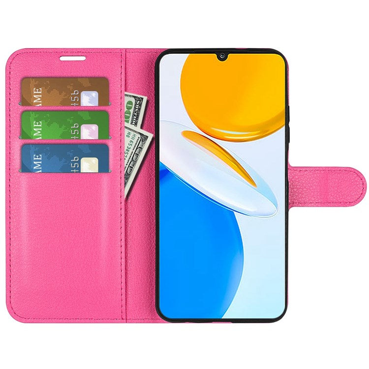 For Honor X7 Litchi Texture PU Leather Phone Full-protection Case Wallet Stand Function Shockproof Cover - Rose