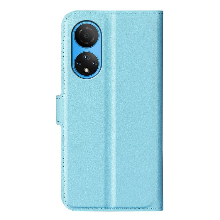 For Honor X7 Litchi Texture PU Leather Phone Full-protection Case Wallet Stand Function Shockproof Cover - Blue