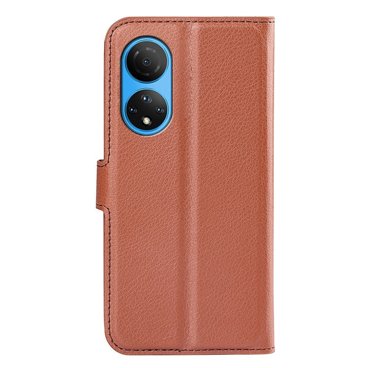 For Honor X7 Litchi Texture PU Leather Phone Full-protection Case Wallet Stand Function Shockproof Cover - Brown