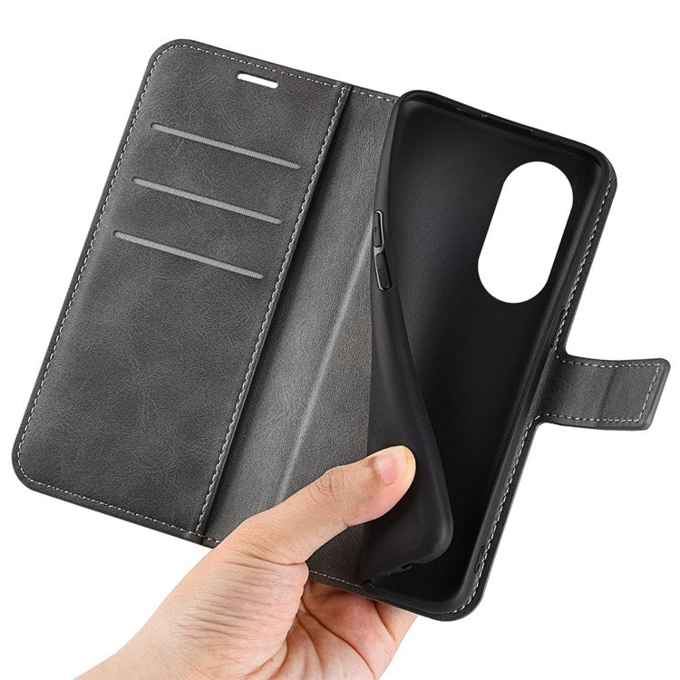 For Honor X7 Square Magnetic Clasp Textured PU Leather Cover Anti-drop Flip Stand Wallet Phone Case - Grey
