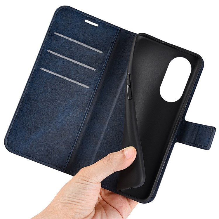 For Honor X7 Square Magnetic Clasp Textured PU Leather Cover Anti-drop Flip Stand Wallet Phone Case - Blue