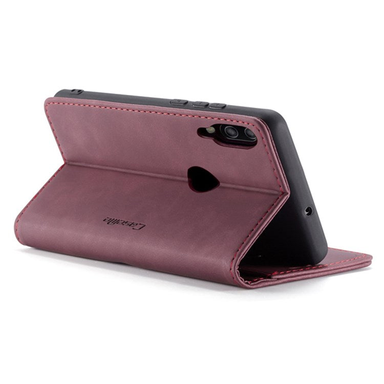CASEME 013 Series Lightweight Mobile Phone Case Bag for Huawei P20 Lite (2018)/Nova 3e (China), Auto-absorbed PU Leather Wallet Foldable Stand Phone Cover - Red