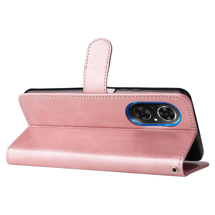 For Honor 50 SE/Huawei nova 9 SE PU Leather Zipper Pocket Wallet Phone Case Magnetic Closure Stand Carrying Pouch Cover - Rose Gold