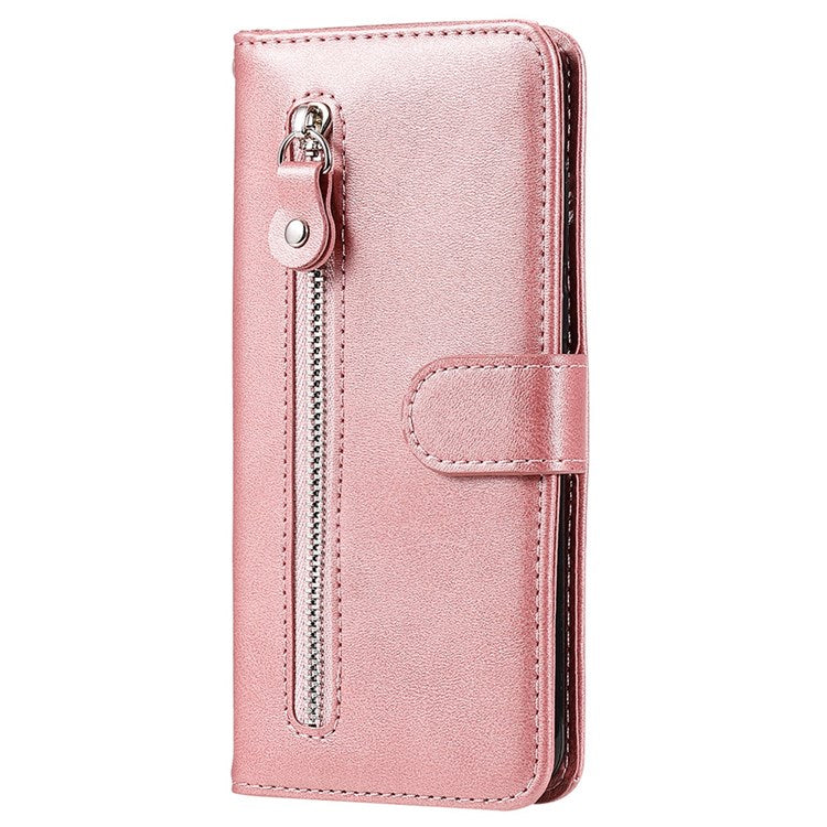 For Honor 50 SE/Huawei nova 9 SE PU Leather Zipper Pocket Wallet Phone Case Magnetic Closure Stand Carrying Pouch Cover - Rose Gold