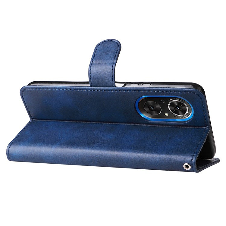 For Honor 50 SE/Huawei nova 9 SE PU Leather Zipper Pocket Wallet Phone Case Magnetic Closure Stand Carrying Pouch Cover - Blue