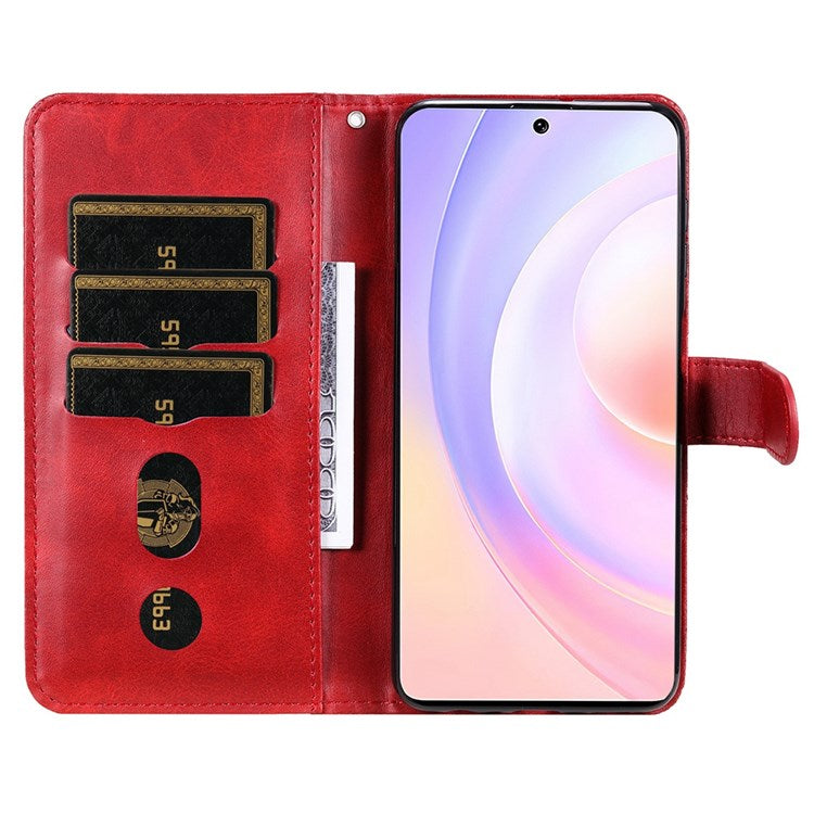 For Honor 50 SE/Huawei nova 9 SE PU Leather Zipper Pocket Wallet Phone Case Magnetic Closure Stand Carrying Pouch Cover - Red