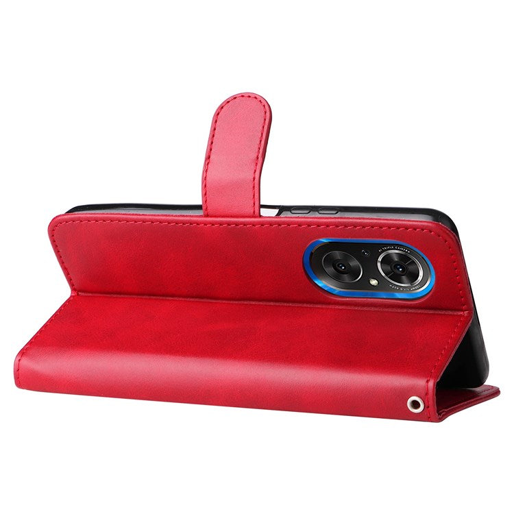 For Honor 50 SE/Huawei nova 9 SE PU Leather Zipper Pocket Wallet Phone Case Magnetic Closure Stand Carrying Pouch Cover - Red