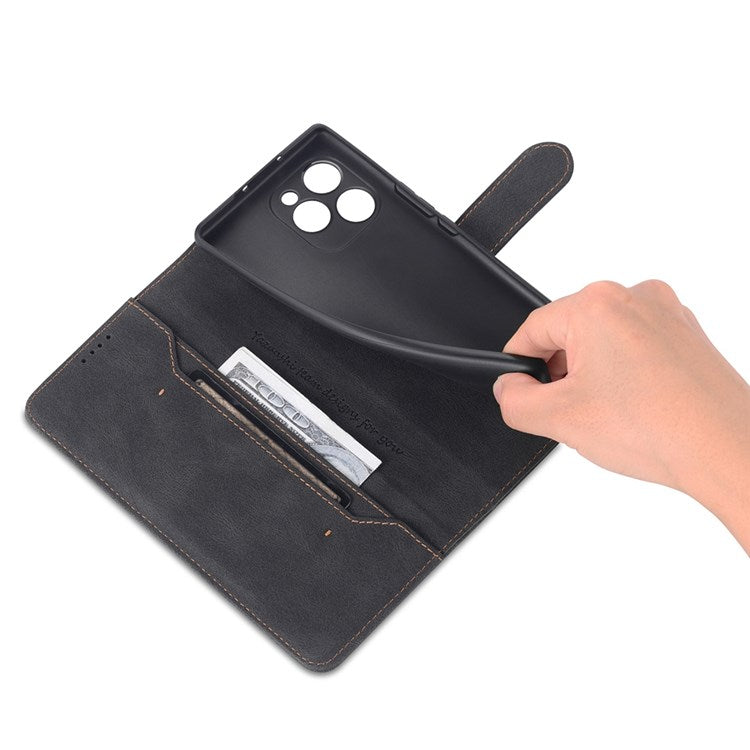 AZNS PU Leather Stand Cover for Honor 60 SE, Wallet Magnetic Clasp Phone Case - Black