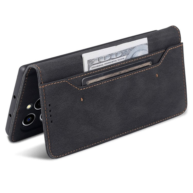 AZNS PU Leather Stand Cover for Honor 60 SE, Wallet Magnetic Clasp Phone Case - Black