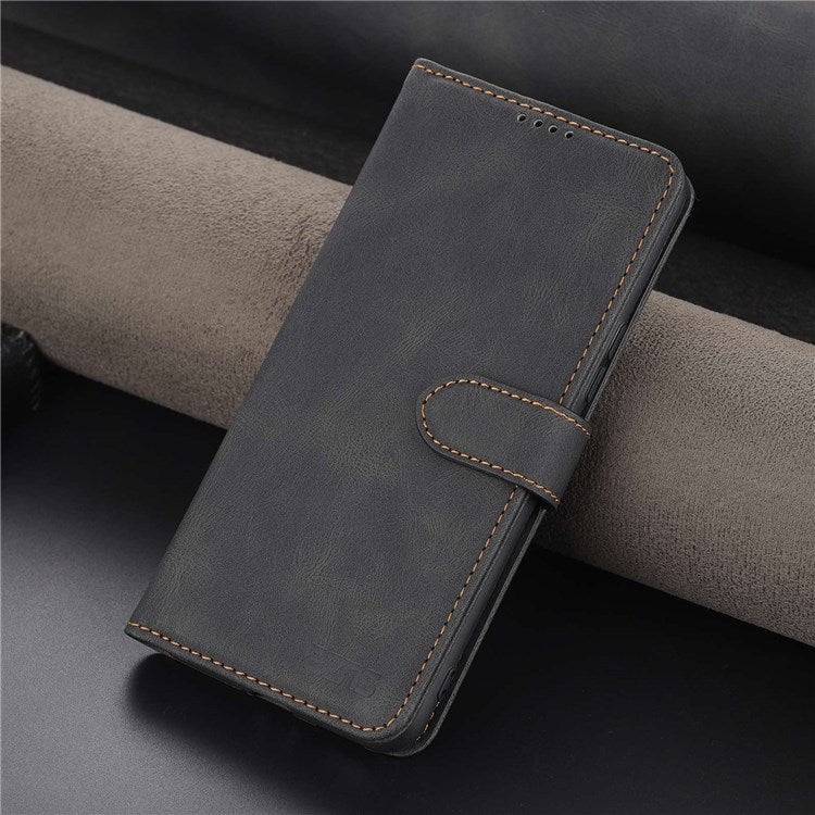 AZNS PU Leather Stand Cover for Honor 60 SE, Wallet Magnetic Clasp Phone Case - Black