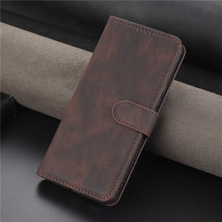 AZNS PU Leather Stand Cover for Honor 60 SE, Wallet Magnetic Clasp Phone Case - Brown