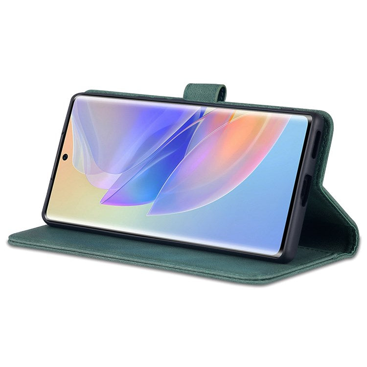 AZNS PU Leather Stand Cover for Honor 60 SE, Wallet Magnetic Clasp Phone Case - Green