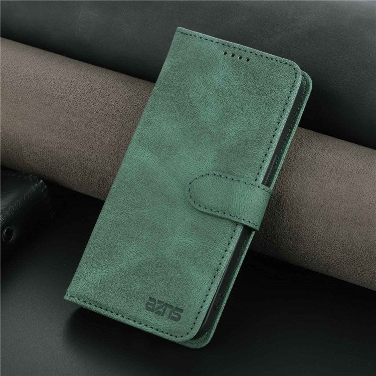 AZNS PU Leather Stand Cover for Honor 60 SE, Wallet Magnetic Clasp Phone Case - Green