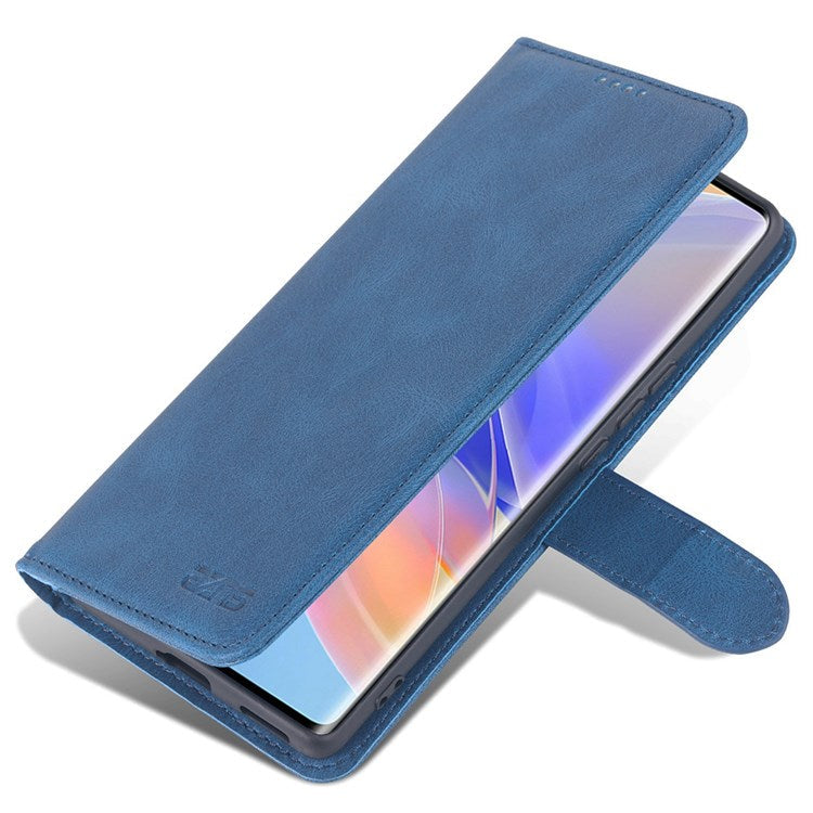 AZNS PU Leather Stand Cover for Honor 60 SE, Wallet Magnetic Clasp Phone Case - Blue