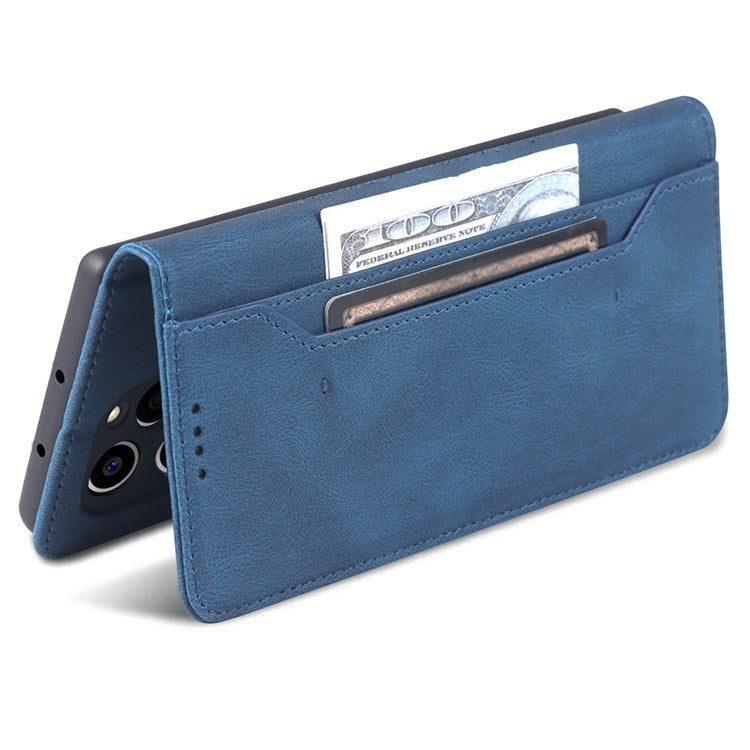 AZNS PU Leather Stand Cover for Honor 60 SE, Wallet Magnetic Clasp Phone Case - Blue