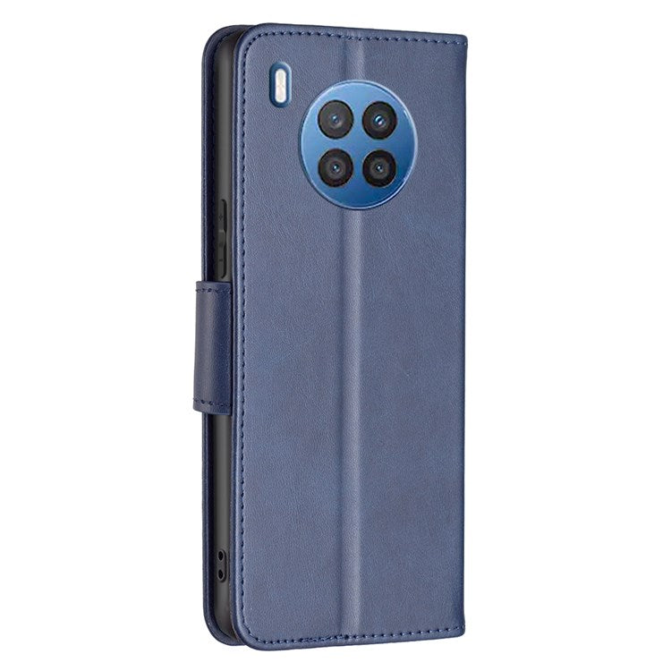 BF Leather Series-4 for Honor 50 Lite/Huawei nova 8i Shockproof Wallet Phone Case PU Leather + TPU Stand Full Protection Cover - Blue