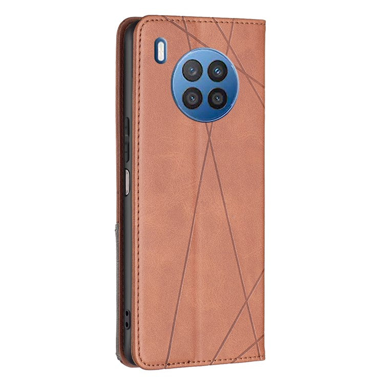BF Imprinting Pattern Series-1 Phone Case for Honor 50 Lite/Huawei nova 8i Imprinted Pattern PU Leather Card Holder Stand Anti-fall Magnetic Shell - Brown