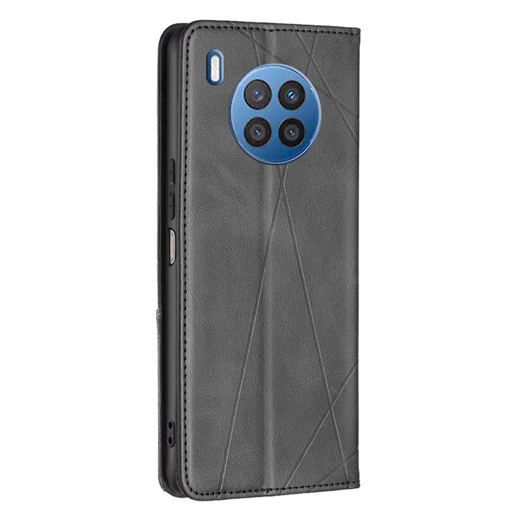 BF Imprinting Pattern Series-1 Phone Case for Honor 50 Lite/Huawei nova 8i Imprinted Pattern PU Leather Card Holder Stand Anti-fall Magnetic Shell - Black