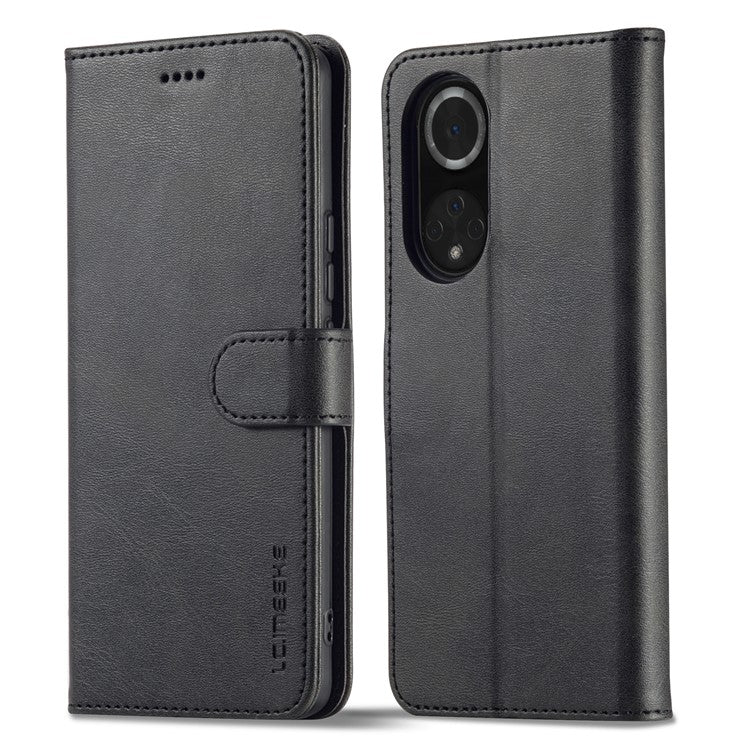 LC.IMEEKE for Huawei nova 9/Honor 50 Textured PU Leather Flip Folio Horizontal Stand Wallet Case Phone Case Cover - Black