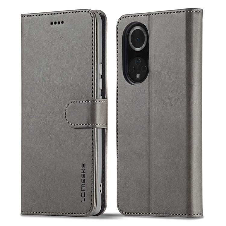 LC.IMEEKE for Huawei nova 9/Honor 50 Textured PU Leather Flip Folio Horizontal Stand Wallet Case Phone Case Cover - Grey