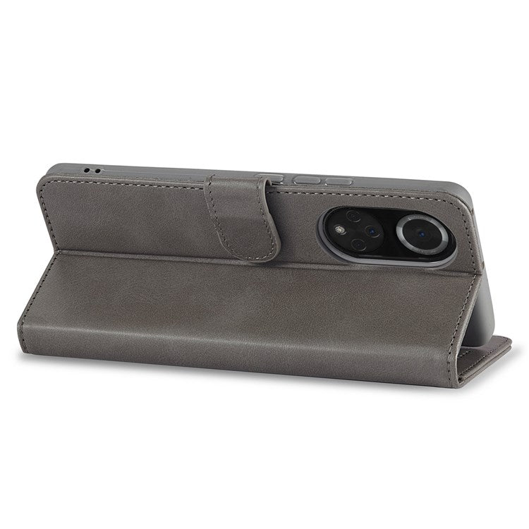 LC.IMEEKE for Huawei nova 9/Honor 50 Textured PU Leather Flip Folio Horizontal Stand Wallet Case Phone Case Cover - Grey