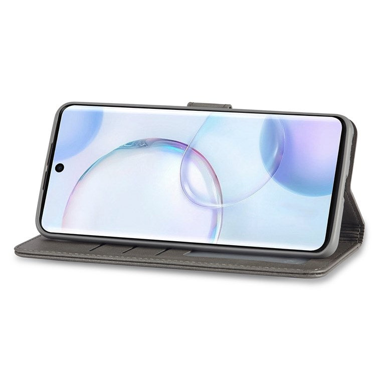 LC.IMEEKE for Huawei nova 9/Honor 50 Textured PU Leather Flip Folio Horizontal Stand Wallet Case Phone Case Cover - Grey
