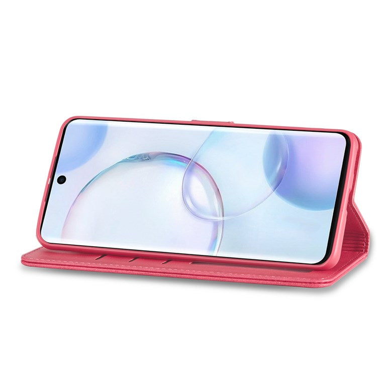 LC.IMEEKE for Huawei nova 9/Honor 50 Textured PU Leather Flip Folio Horizontal Stand Wallet Case Phone Case Cover - Red