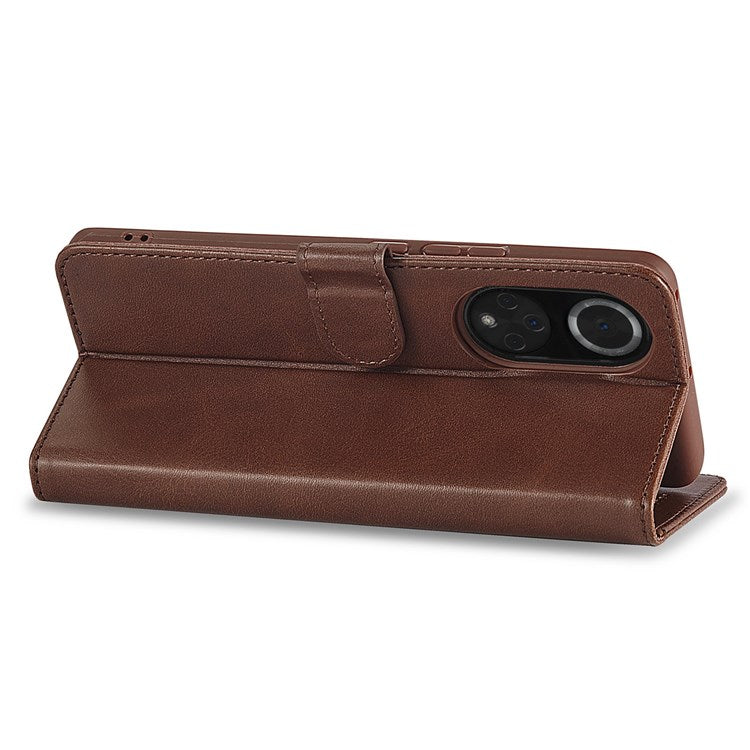LC.IMEEKE for Huawei nova 9/Honor 50 Textured PU Leather Flip Folio Horizontal Stand Wallet Case Phone Case Cover - Brown