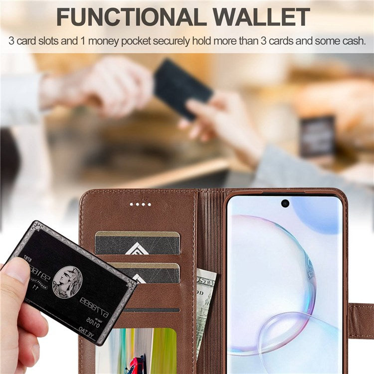 LC.IMEEKE for Huawei nova 9/Honor 50 Textured PU Leather Flip Folio Horizontal Stand Wallet Case Phone Case Cover - Brown