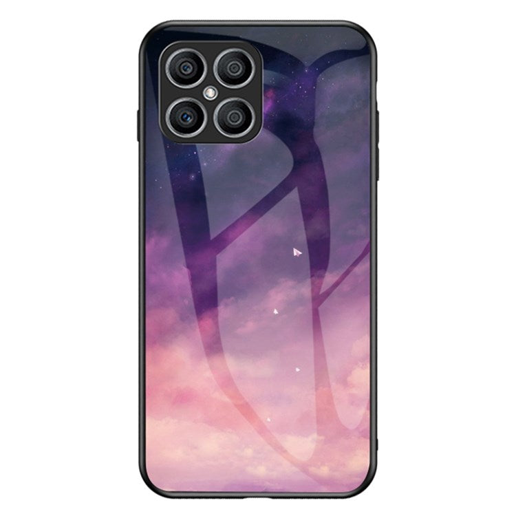 For Honor X8 4G Cellphone Shell Starry Sky Pattern Tempered Glass Back+Hard PC+TPU Protective Cover - Dream Starry Sky